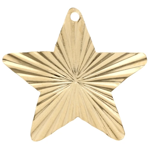 Pendentif étoile 21x22 mm effet plissé - Doré à l'or fin x1