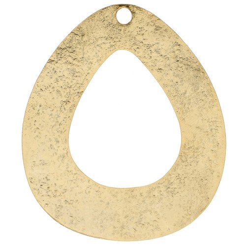 Pendentif goutte martelé évidée 61x51 mm - Doré à l'or fin x1