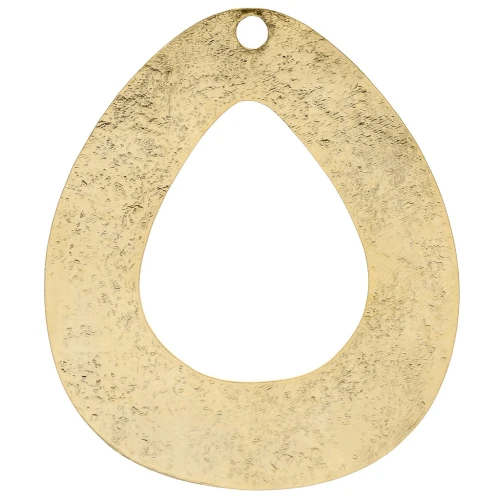Pendentif goutte martelé évidée 61x51 mm - Doré à l'or fin x1