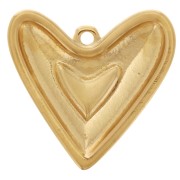 Pendentif coeur 22x24 mm avec résine époxy - Doré à l'or fin - Rouge x1
