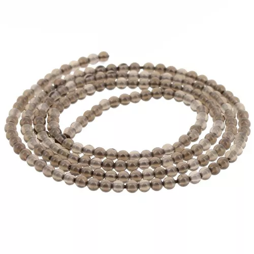 Perles rondes 2 mm en pierre gemme - Quartz fumé x38cm