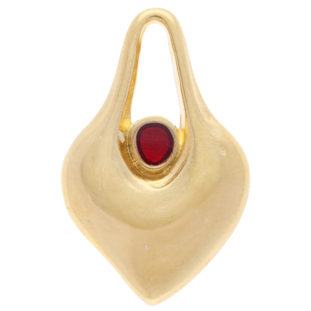 Collier Pendentif Martelé En Métal Doré Et Émail, Signé 'A' - Bijou D'Artiste En Excellent État Occasion