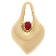 Pendentif coeur martelé 24x15 mm avec résine époxy - Doré à l'or fin - Rouge x1