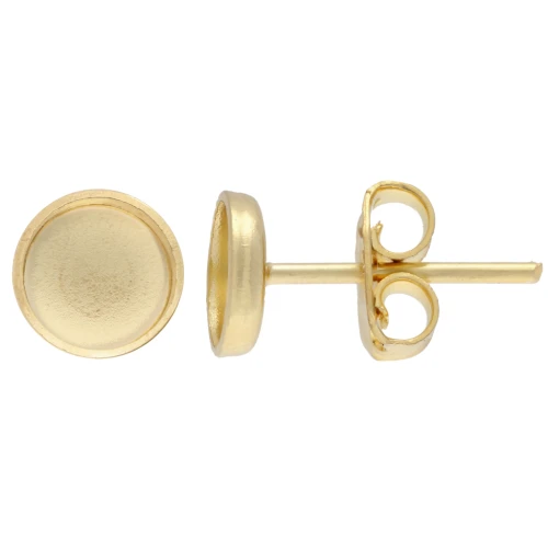 Clous d'oreilles pour cabochon fond plat 6 mm - Doré à l'or fin x2