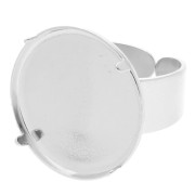 Bague serti à griffes pour cabochon fond plat 20 mm - Argenté x1