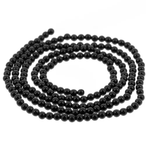 Perles rondes 2 mm en pierre gemme - Agate noire x38cm