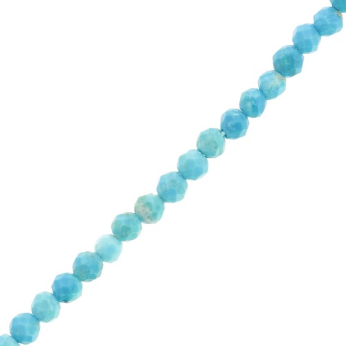 Perles Rondes facettées  2 mm imitation Turquoise x38cm