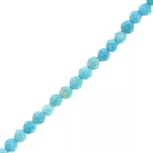 Perles Rondes facettées  2 mm imitation Turquoise x38cm