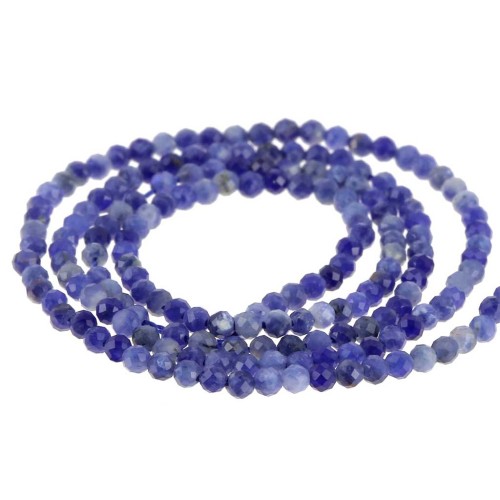Perles rondes facettées 2.4 mm en pierre gemme - Sodalite x39cm