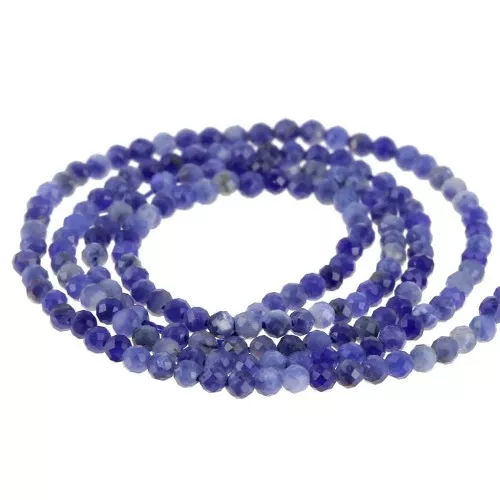 Perles rondes facettées 2.4 mm en pierre gemme - Sodalite x39cm