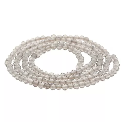 Perles rondes facettées 2 mm en pierre gemme - Quartz fumé x38cm