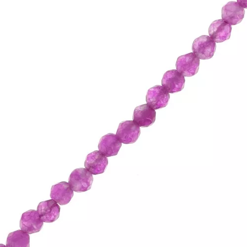 Perles Rondes facettées 2 mm pierre gemme Agate Red/Fuschia teintée x38cm