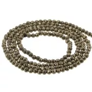 Perles Rondes facettées 2 mm en pierre gemme - Pyrite x38cm