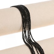 Perles Rondes facettées 2 mm en pierre gemme - Agate noire x38cm