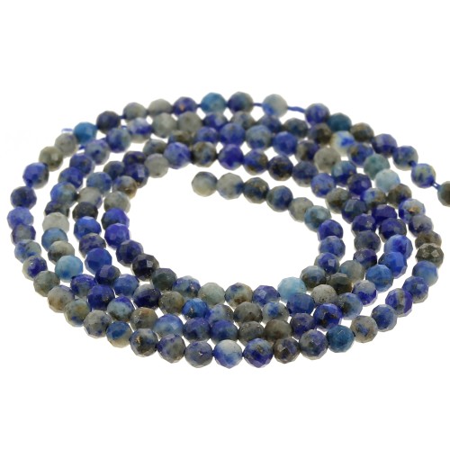 Perles rondes facettées 2.5 mm en pierre gemme - Lapis Lazuli x38cm
