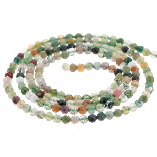 Perles Rondes facettées 2 mm pierre gemme - Agate Indienne x38cm