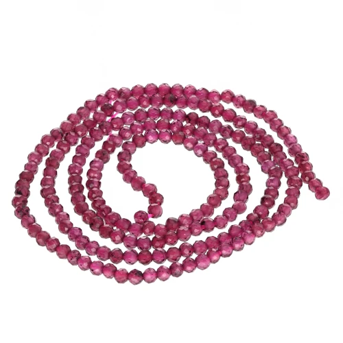 Perles rondes facettées 2 mm Grenat x39cm