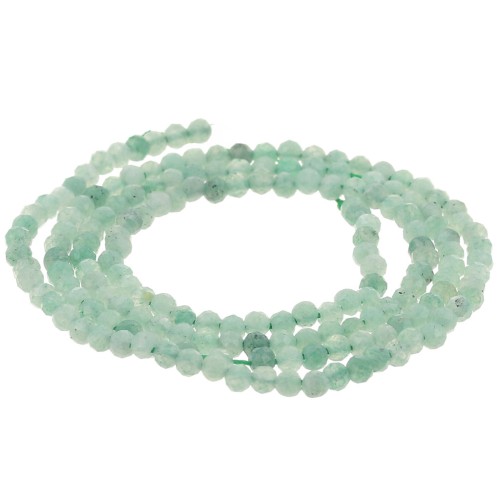 Perles  Rondes facettées 2 mm en pierre gemme  Aventurine x38cm