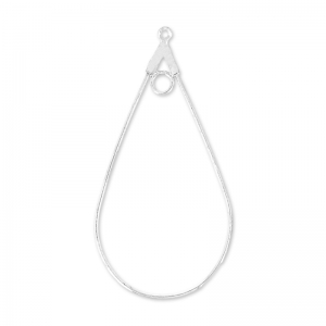Supports boucles d'oreilles gouttes un anneau 43.5x23 mm Placage Argent fin x2