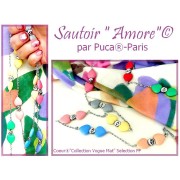 Perle coeur en verre 16x15 mm - Transparent Constellation Yellow x1