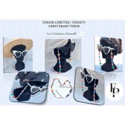 Perle coeur en verre 16x15 mm - Transparent Constellation Yellow x1