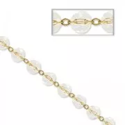 Chaîne perlée de perles facettées 4 mm Crystal/laiton brut x 50cm