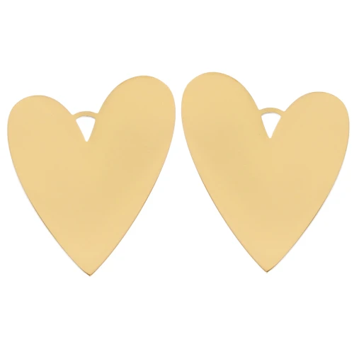 Pendentifs coeur 38x30 mm - Acier inoxydable 304L Doré x2