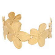 Bracelet jonc fleurs de cerisier réglable 36x160mm - Acier inoxydable Doré 304L x1|raw }}