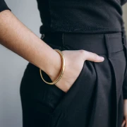 Bracelet jonc 68 mm - Largeur 8 mm - Acier inoxydable 304L Doré x1