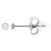 Boucles d'oreilles ronds 2 mm avec oxyde de zirconium - Acier inoxydable 304L x2