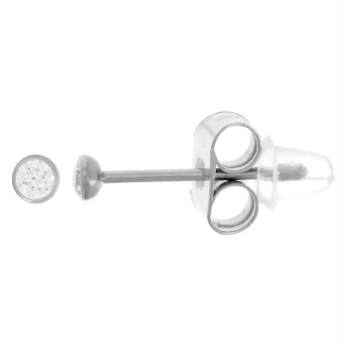 Boucles d'oreilles ronds 2.5 mm avec oxyde de zirconium - Acier inoxydable 304L x2