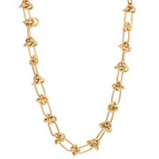 Collier maille Fantaisie avec effet noeud 7.5mm - Acier inoxydable 304L Doré x46cm