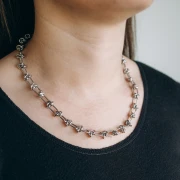 Collier maille Fantaisie avec effet noeud 7.5 mm - Acier inoxydable 304L x46cm