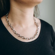Collier maille Forçat 8.3 mm alternée texturée - Acier inoxydable 304L x46cm