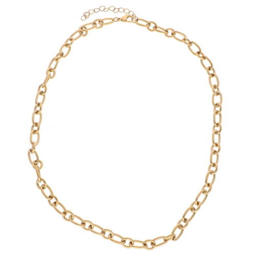 Collier maille Forçat alternée 7 mm - Acier inoxydable 304L Doré x44cm