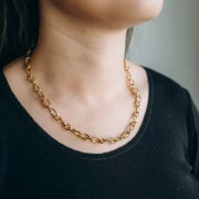 Collier maille Forçat alternée 7 mm - Acier inoxydable 304L Doré x44cm