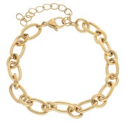 Bracelet maille Forçat alternée 7 mm - Acier inoxydable 304L Doré x16cm|raw }}