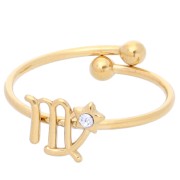 Bague réglable signe du zodiaque - Vierge - Acier inox 304L Doré - Crystal x1|raw }}