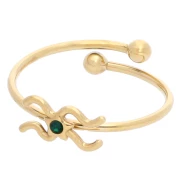 Bague réglable signe du zodiaque - Verseau - Acier inox 304L Doré - Emeraude x1