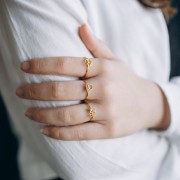 Bague réglable signe du zodiaque - Balance - Acier inox 304L Doré - Péridot x1