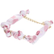 Bracelet en tissu fleurs noué avec 3 anneaux - Acier inox 304L Doré - Blanc x18cm|raw }}