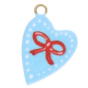 Breloque coeur 12x8 mm impression UV - Noeud - Acier inox 304L Doré - Bleu - Rouge|raw }}