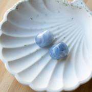 Perle baroque irrégulière en résine translucide 19x15 mm - Bleu gris marbré x1