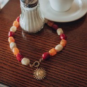 Perle baroque irrégulière en résine translucide 19x15 mm - Rose foncé marbré x1