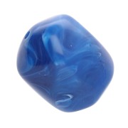 Perle baroque irrégulière en résine opaque 19x15 mm - Bleu royal marbré x1|raw }}