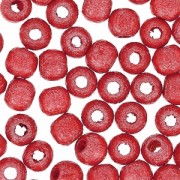 Perles rondes en bois 4 mm Rouge Nacré x50