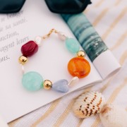 Perle baroque irrégulière en résine opaque 22x17 mm - Orange x1