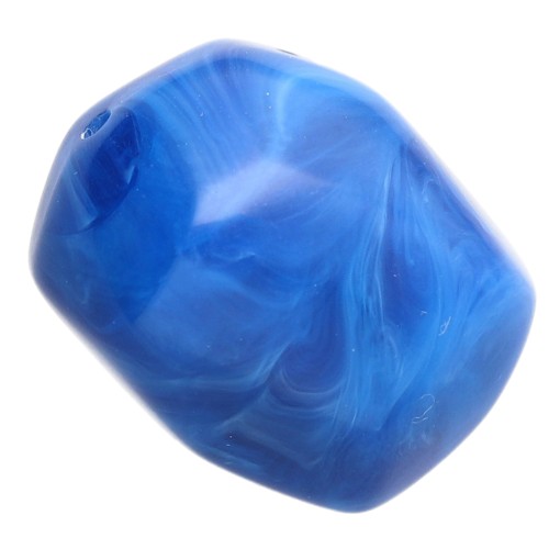 Perle baroque irrégulière en résine opaque 22x17 mm - Bleu royal marbré x1