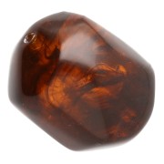 Perle baroque irrégulière en résine translucide 22x17 mm - Ambre marbré x1