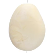Perle plate irrégulière 25x20 mm en résine opaque - Crème marbré x1